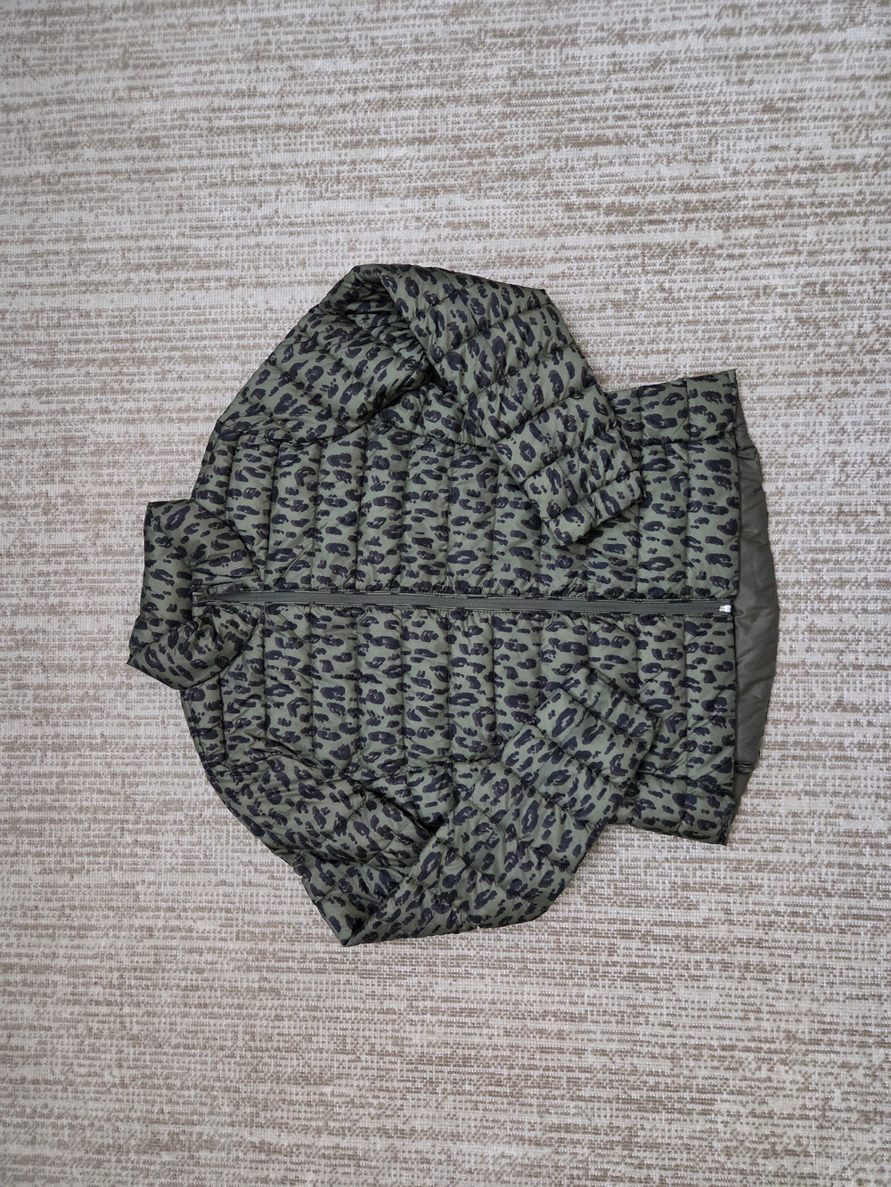 Old Navy Olive Green Leopard-Print Puffer Jacket